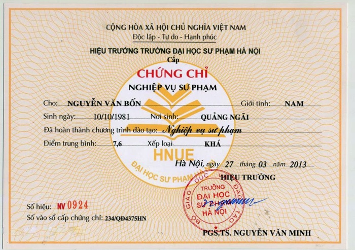 Nghiệp vụ sư phạm giáo viên dạy tiểu học, THCS, THPT